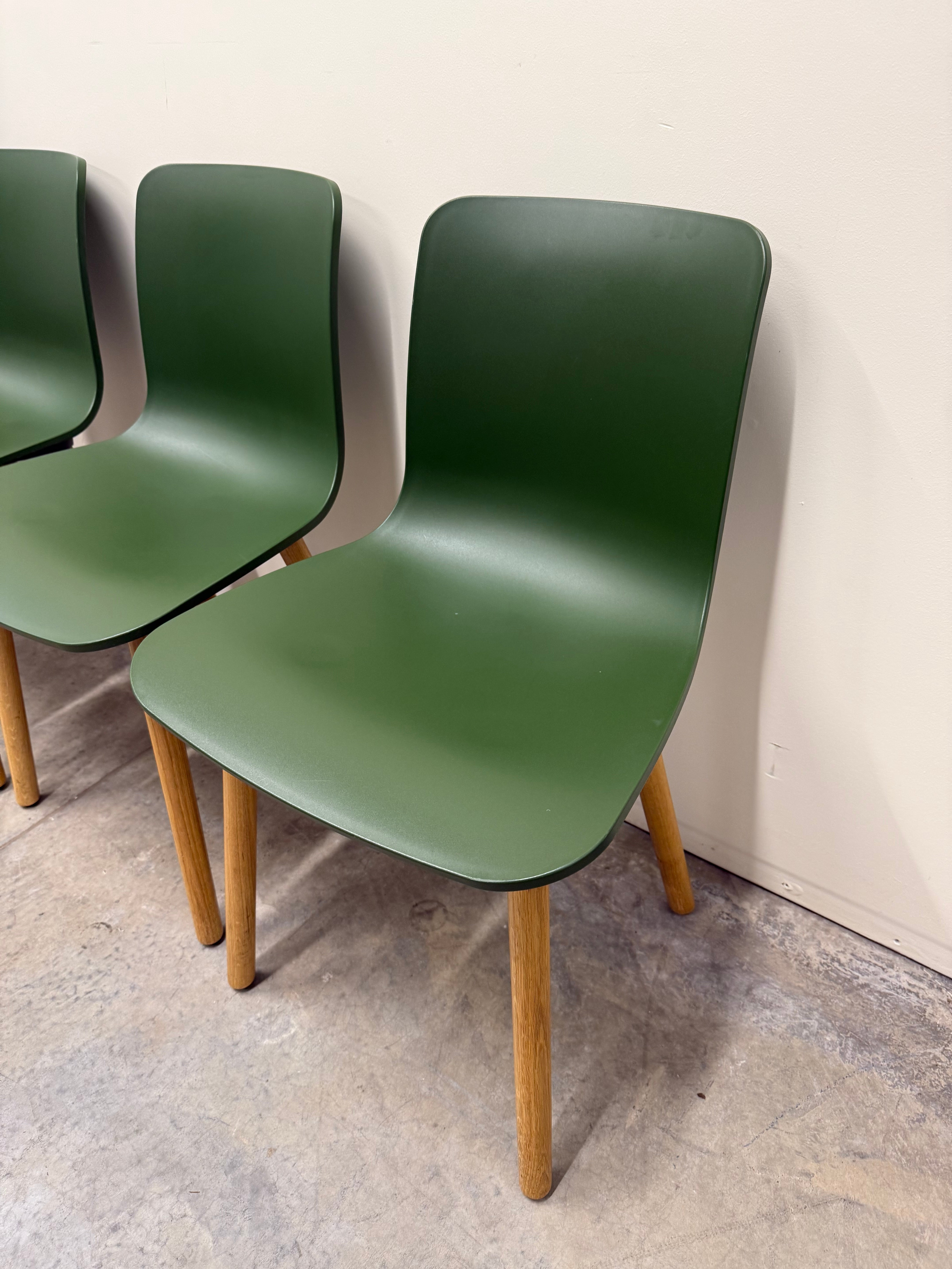 Vitra HAL Wood Chair – Forest Green Seat with Oak Legs by Jasper Morrison