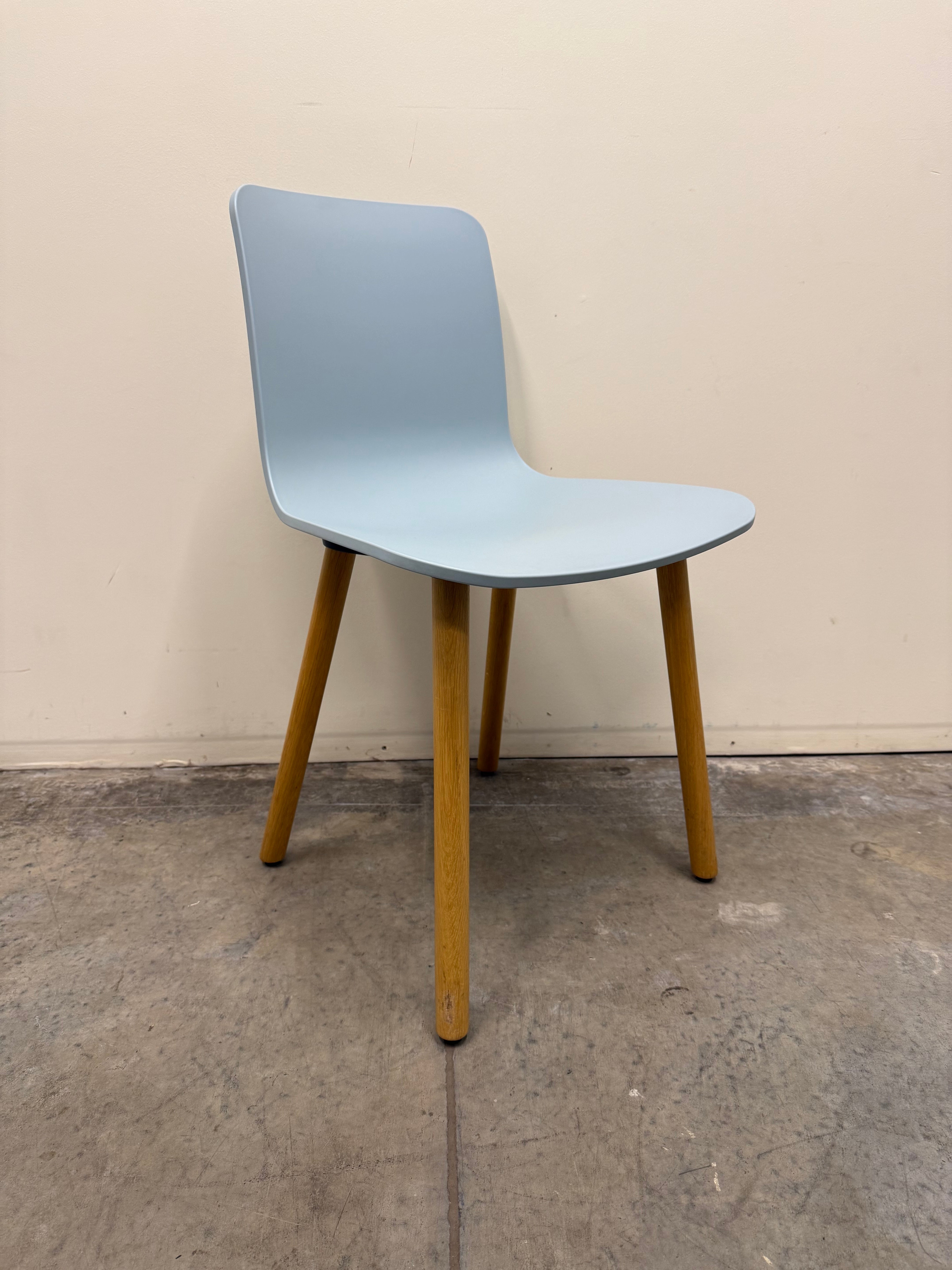 Vitra HAL Wood Chair – Light Blue Seat with Oak Legs by Jasper Morrison