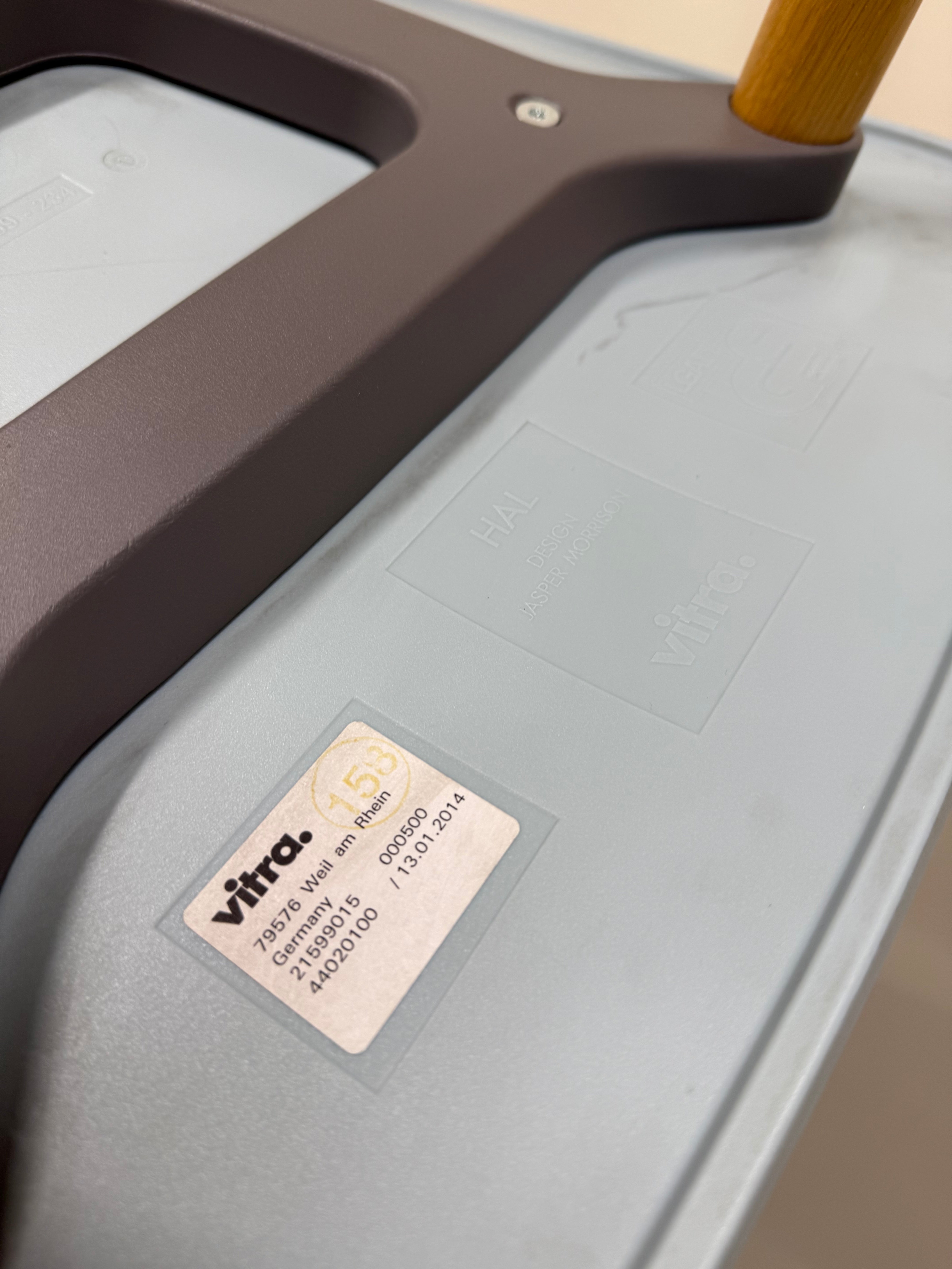 Vitra HAL Wood Chair – Light Blue Seat with Oak Legs by Jasper Morrison