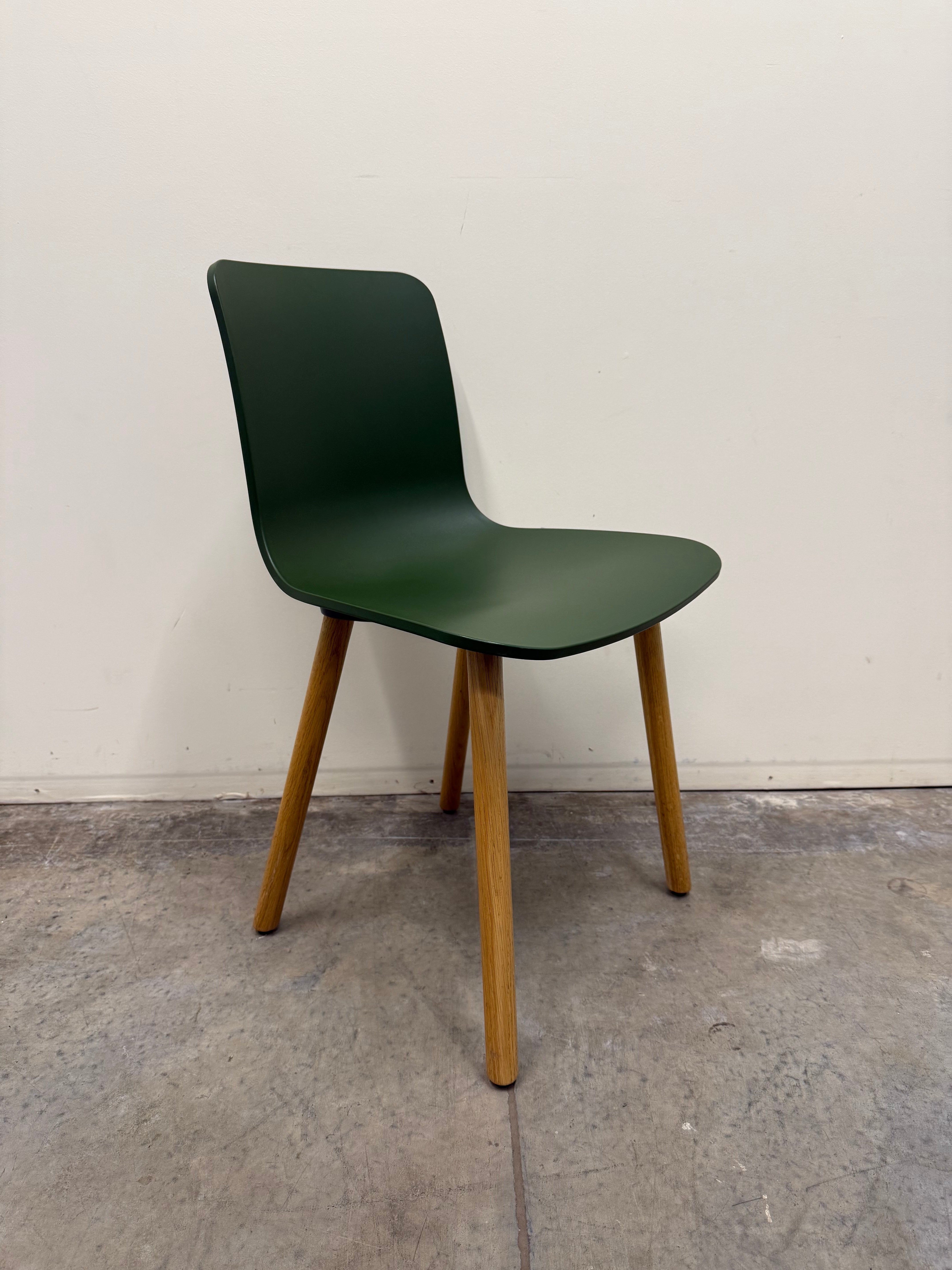 Vitra HAL Wood Chair – Forest Green Seat with Oak Legs by Jasper Morrison