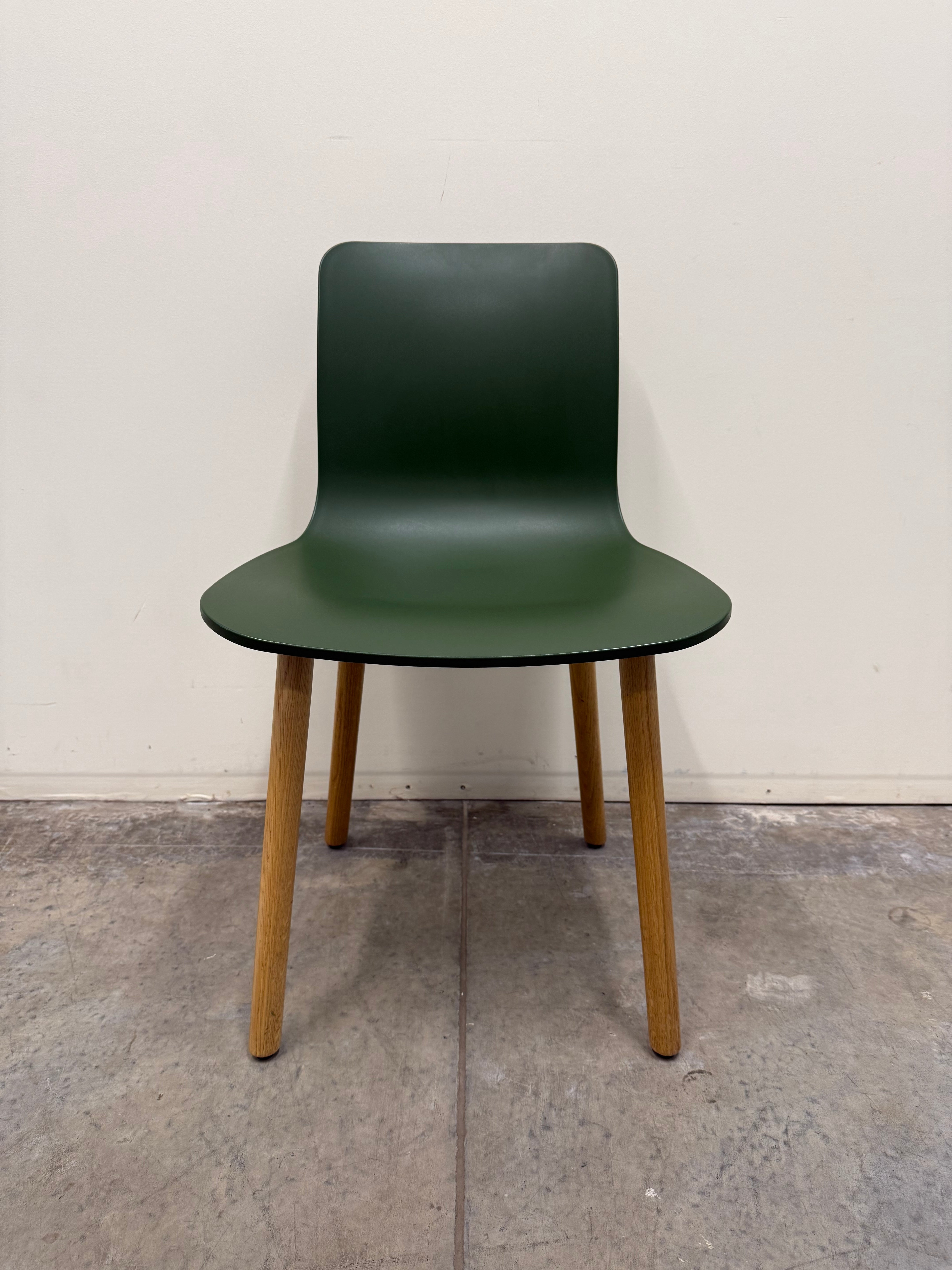Vitra HAL Wood Chair – Forest Green Seat with Oak Legs by Jasper Morrison