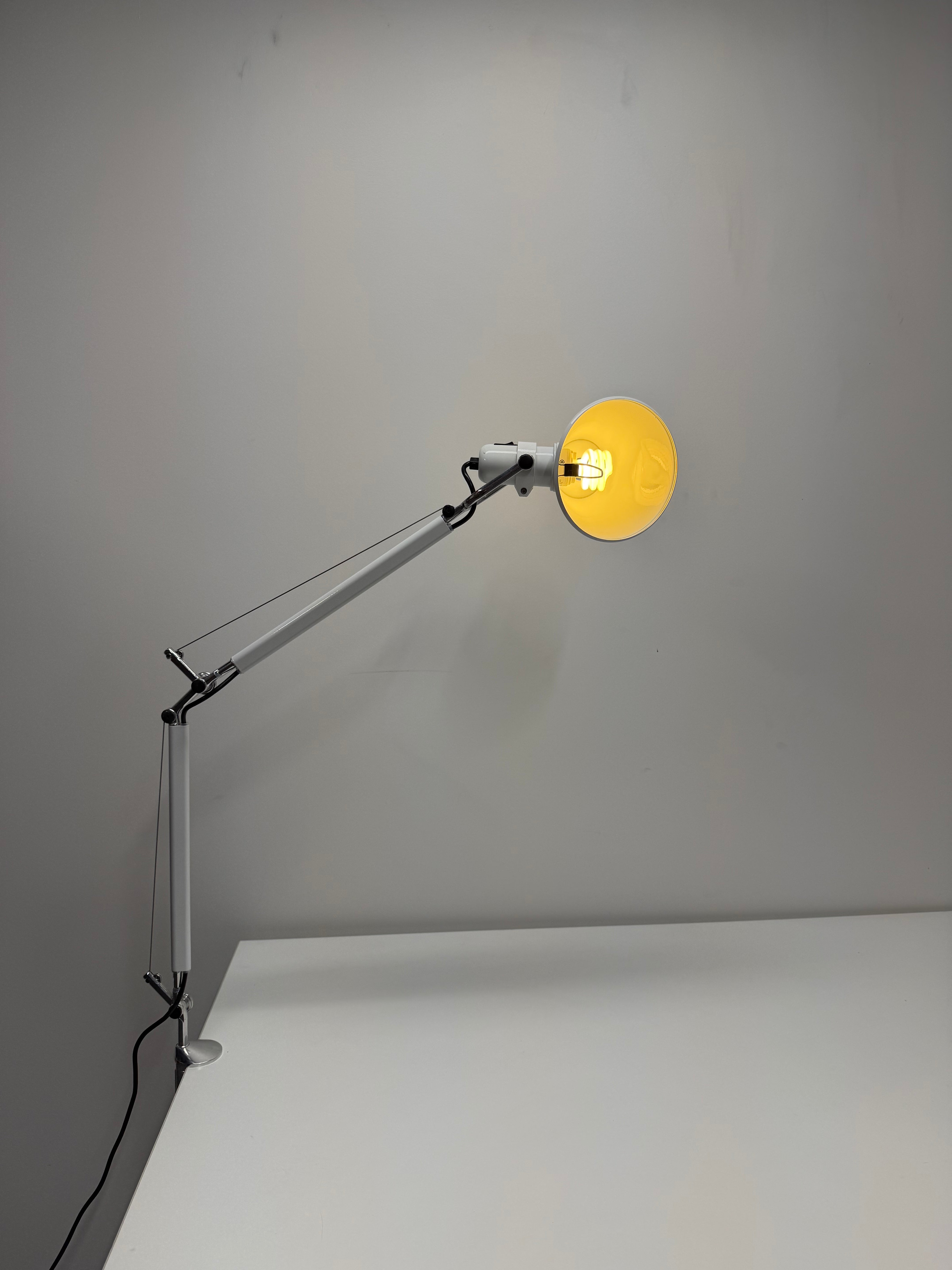 Artemide Tolomeo Mini Desk Lamp White - Clamp Mount | De Lucchi & Fassina