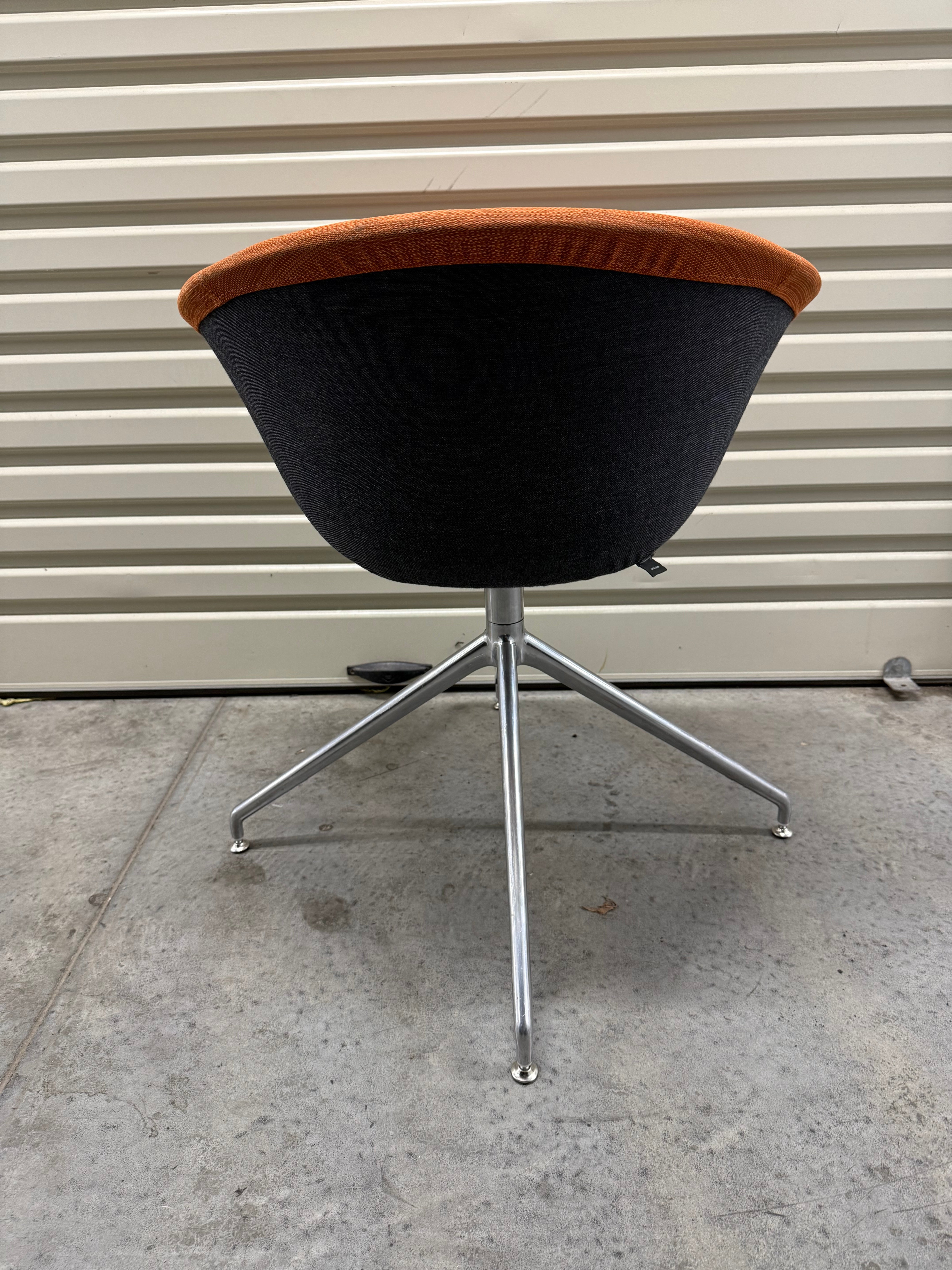 Arper Duna 02 Chair – Orange Fabric / Chrome 4-Way Base