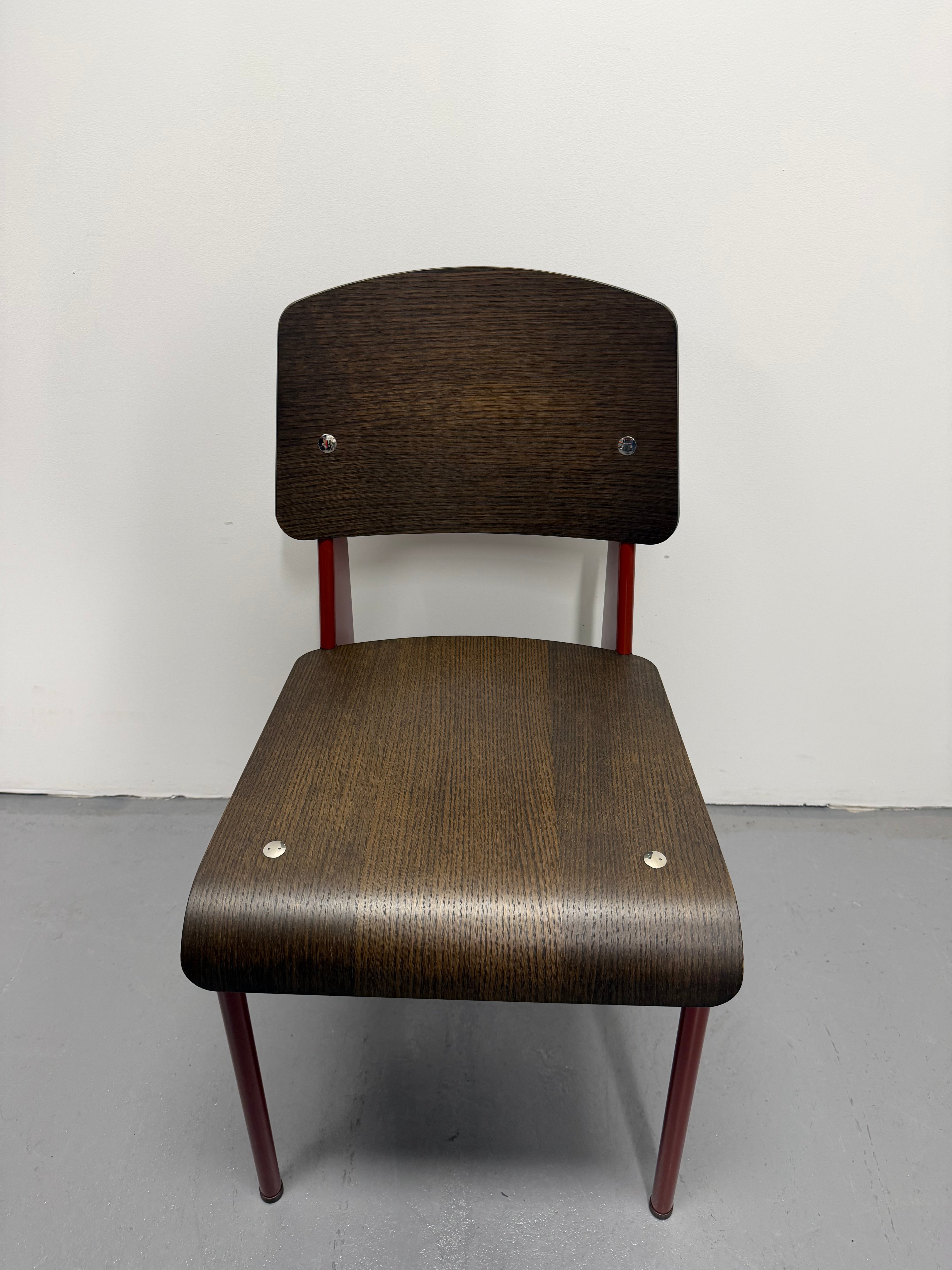 Vitra Standard Chair by Jean Prouvé – Dark Oak with Japanese Red Frame | Ex-Showroom