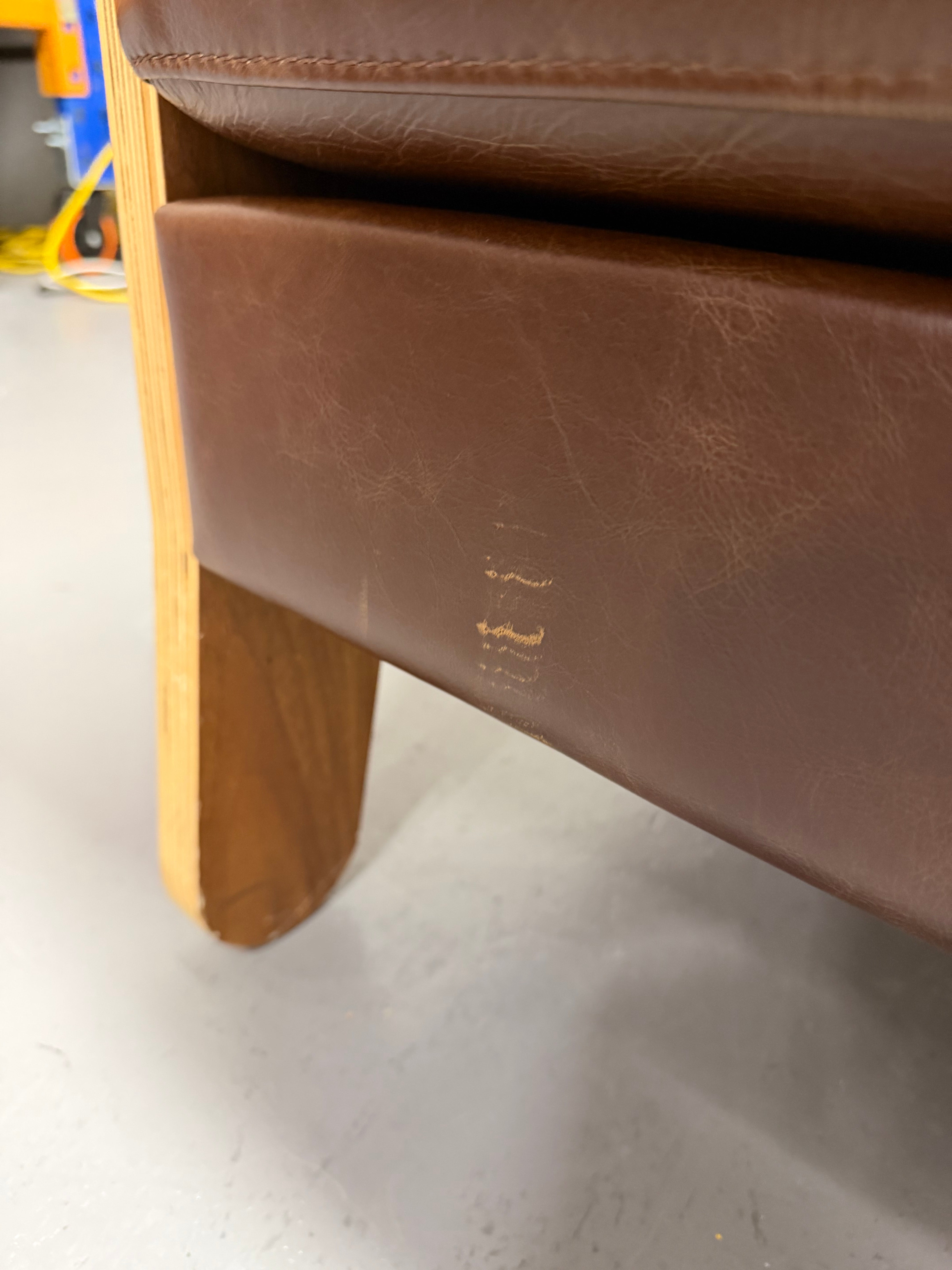 Gus Lodge Chair – Brown Leather & Walnut
