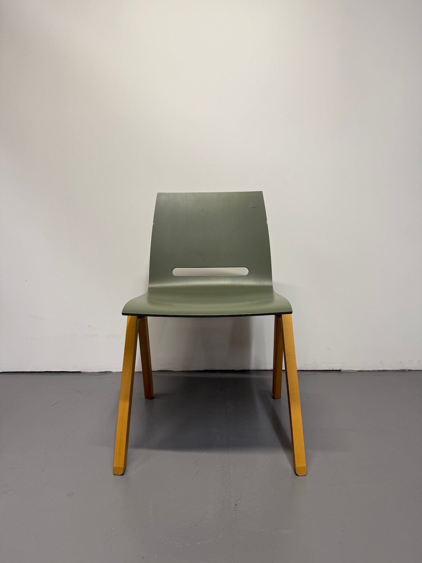 Hussl Forum 2S Chairs – Green Bentwood with Solid Beech Base - Stackable