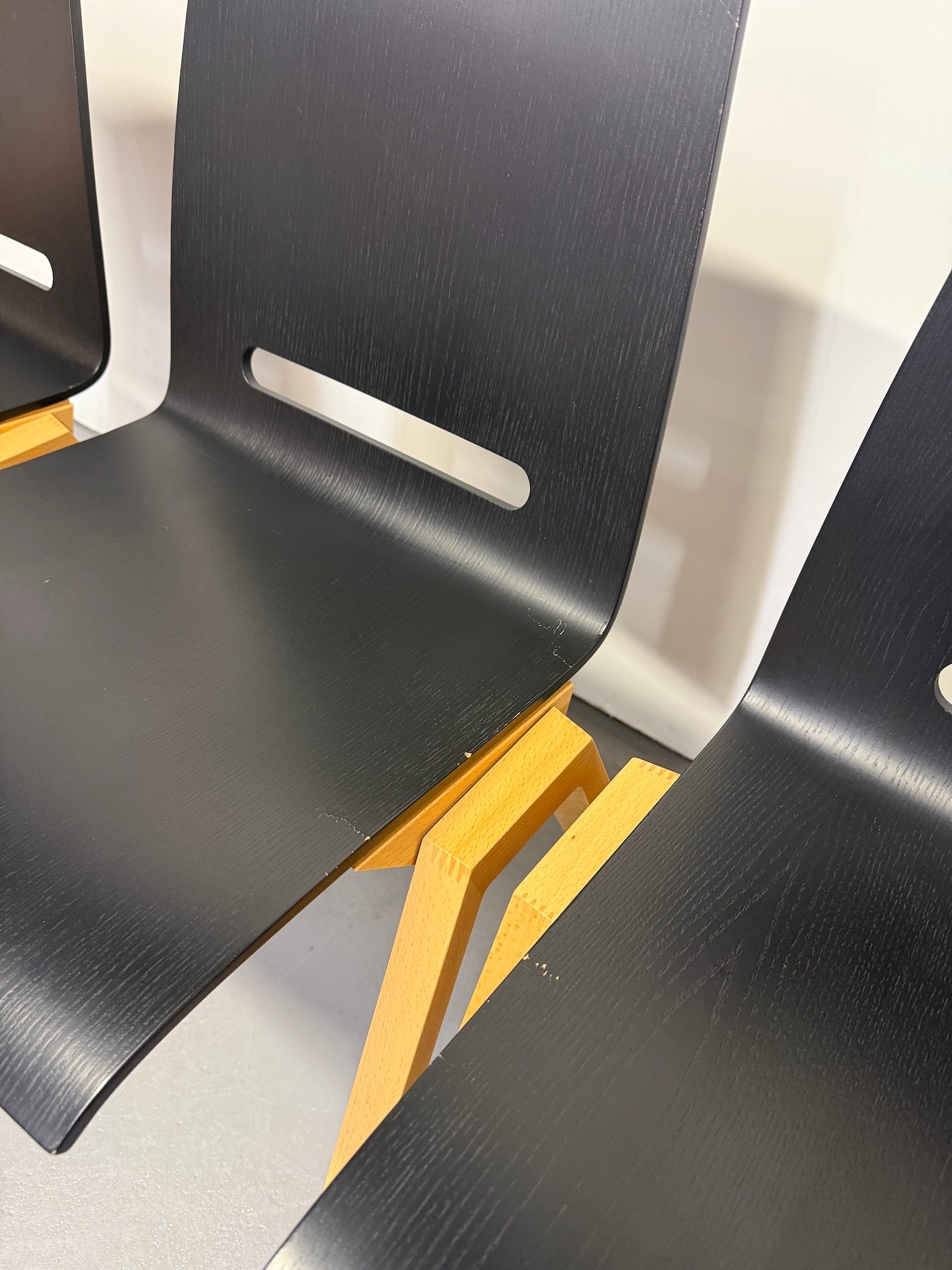 Hussl Forum 2S Chairs – Black Bentwood with Solid Beech Base - Stackable