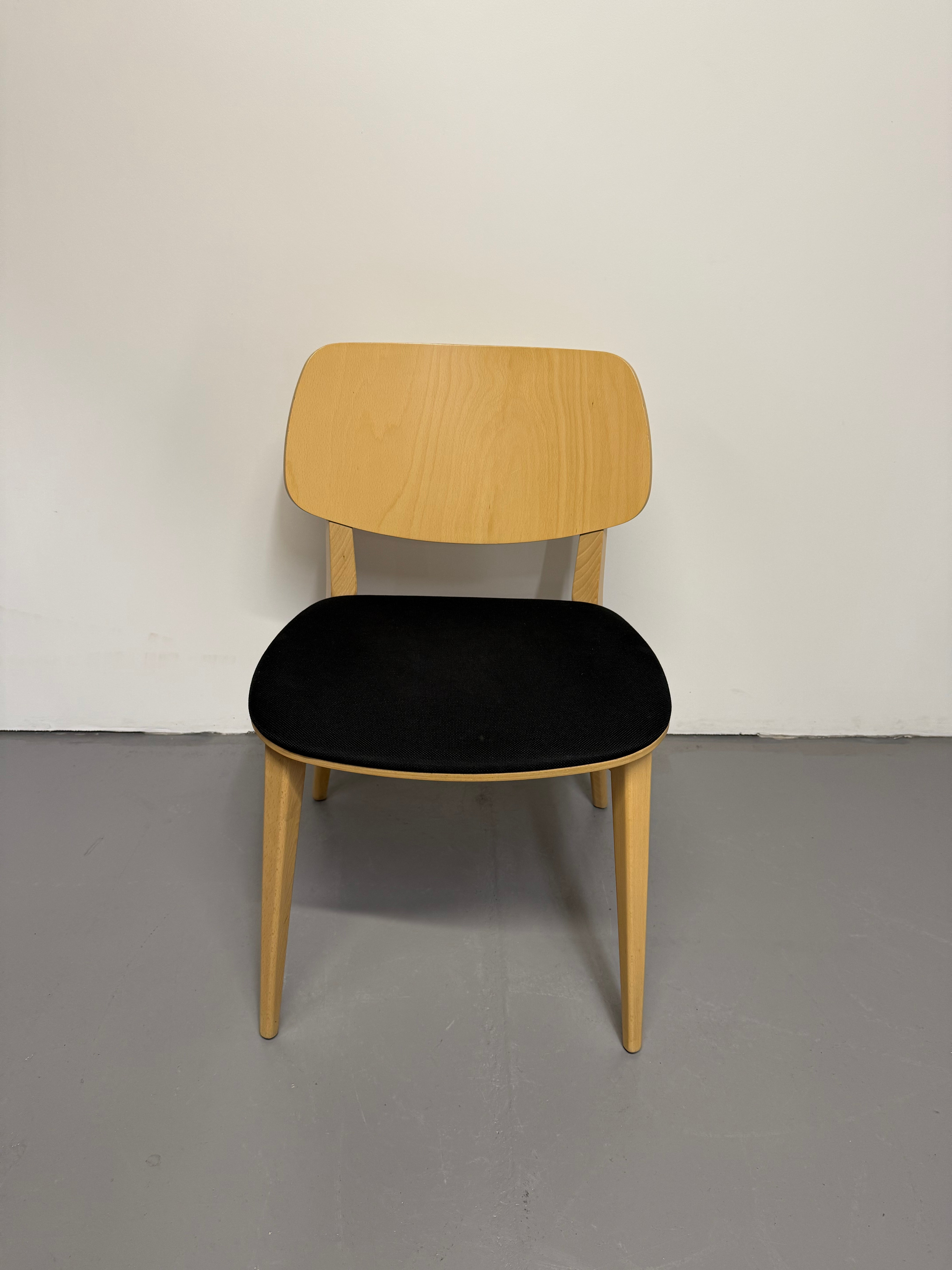 Billiani Doll 551 Dining Chair – Natural Beechwood with Black Fabric Seat