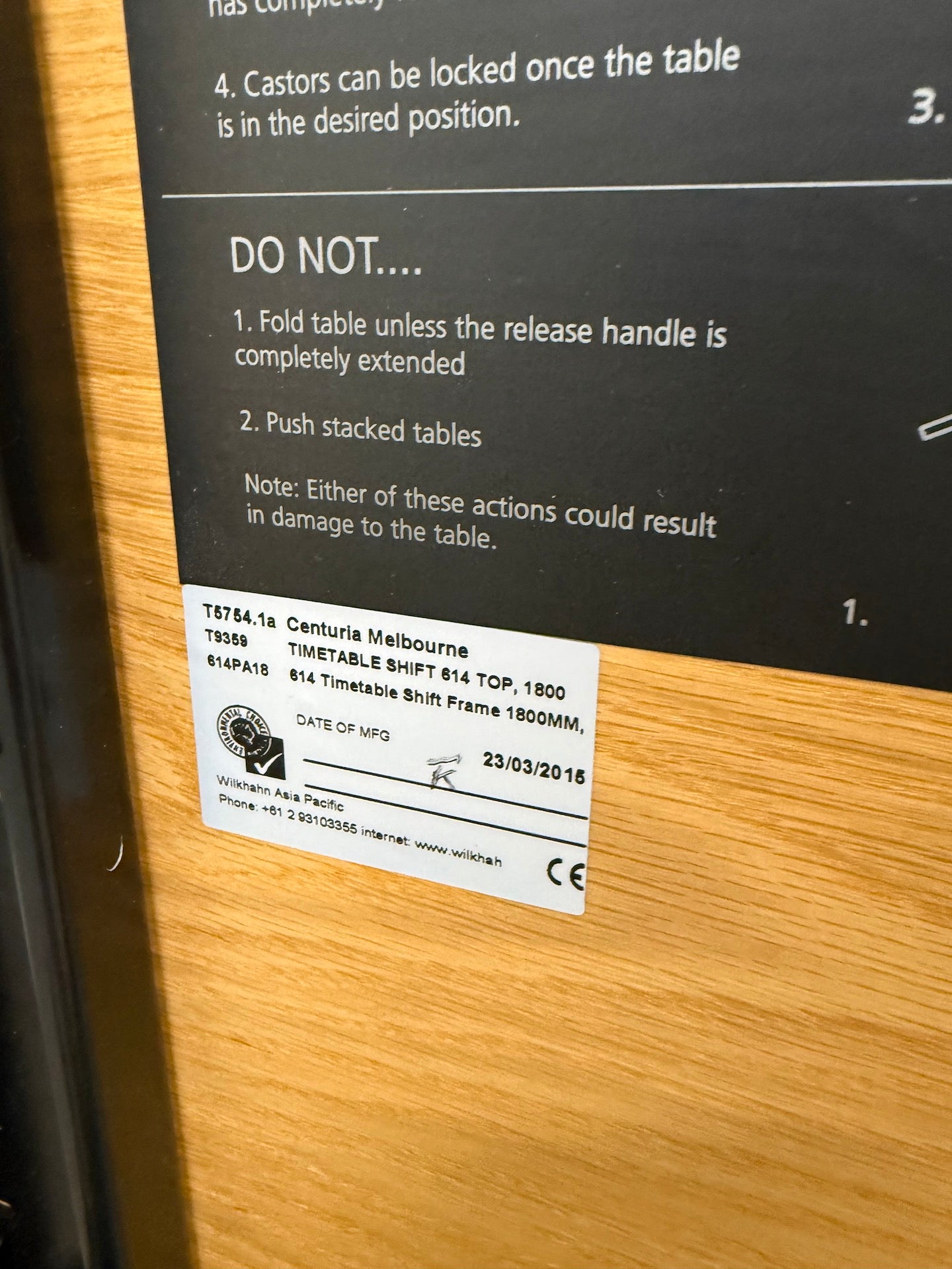 Wilkhahn Timetable Shift 614 Folding Table - American Oak Veneer with white rubber edge