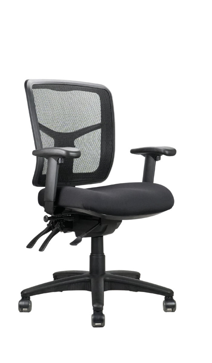 Stateline Mirae Medium Back Mesh Operator Chair - Black Fabric