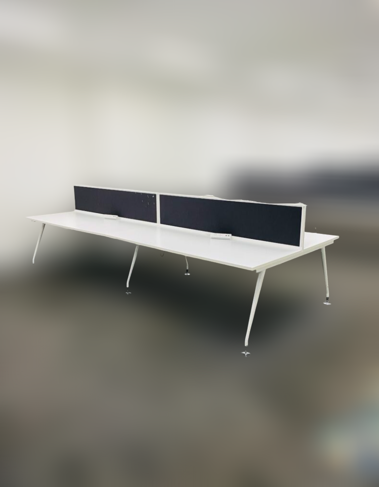 Multi person Workstation with Partitions – White