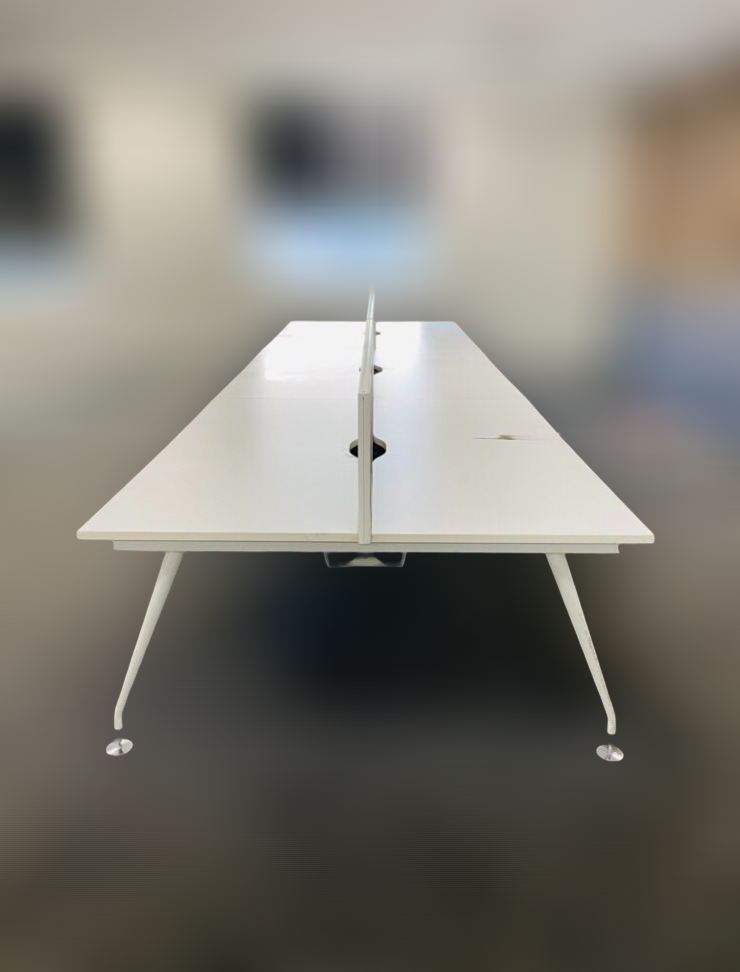 Multi person Workstation with Partitions – White