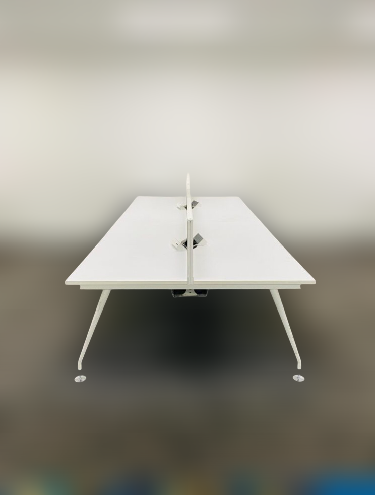 Multi person Workstation with Partitions – White