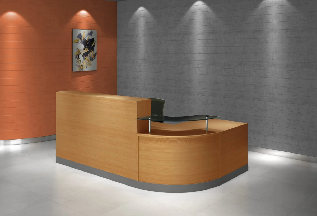 Flow Reception Counter – Curved Glass, Beech – view 2 – new