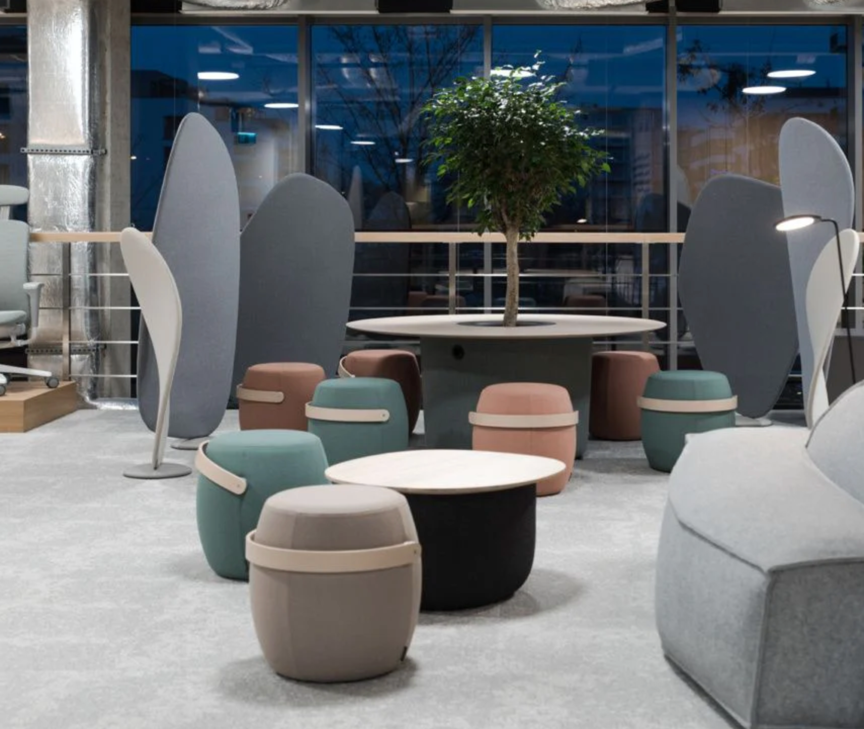 Offecct Carry On Ottoman with Wood Handle – Blue