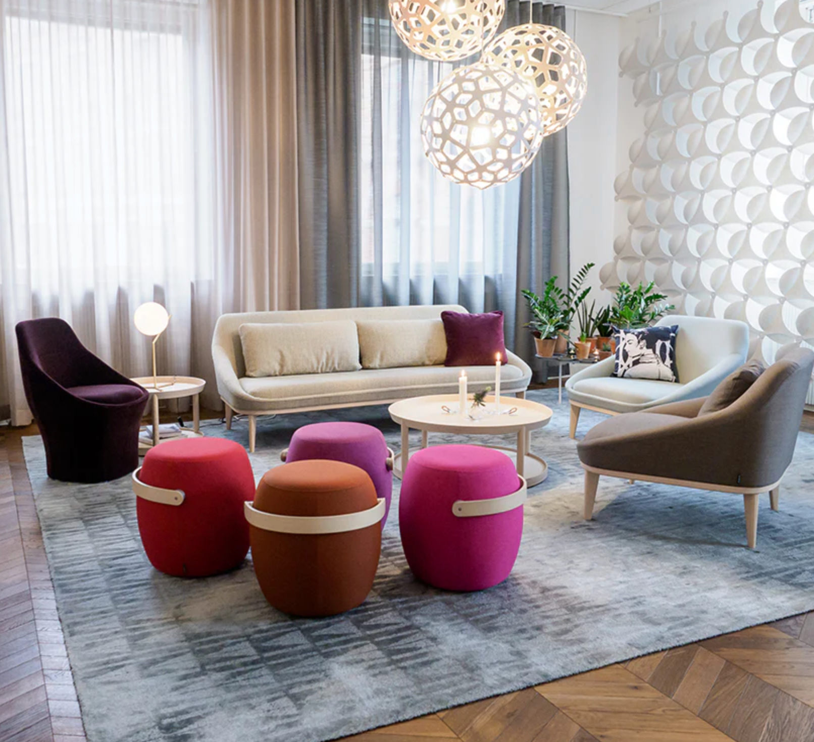 Offecct Carry On Ottoman with Wood Handle – Blue