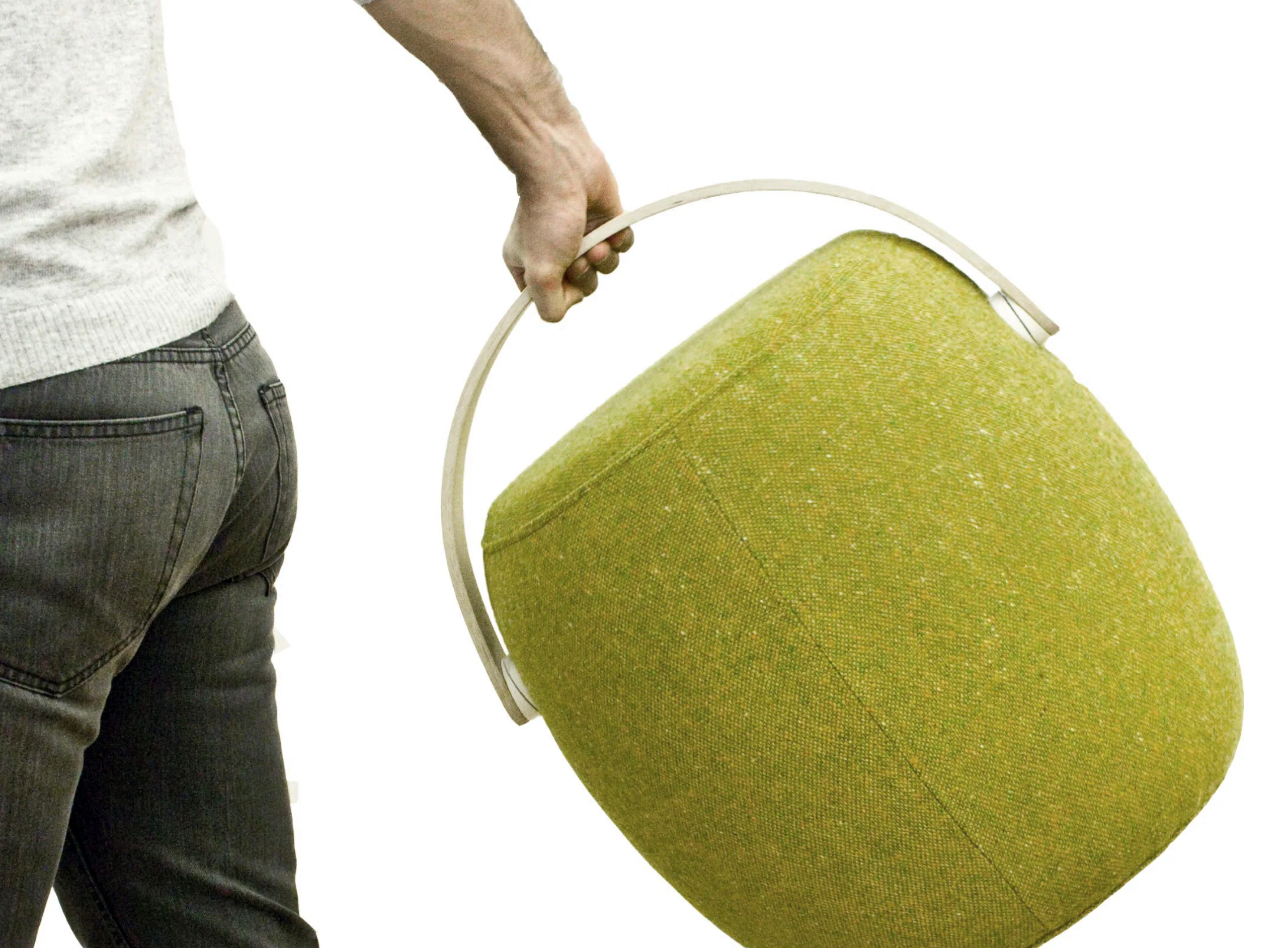 Offecct Carry On Ottoman with Wood Handle – Blue