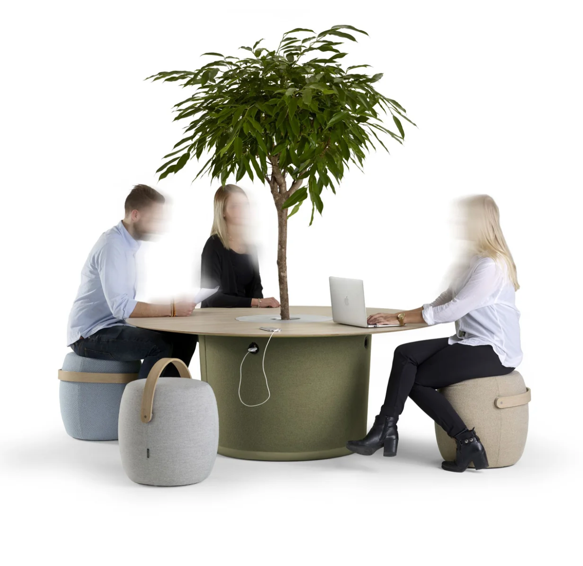 Offecct Carry On Ottoman with Wood Handle – Blue