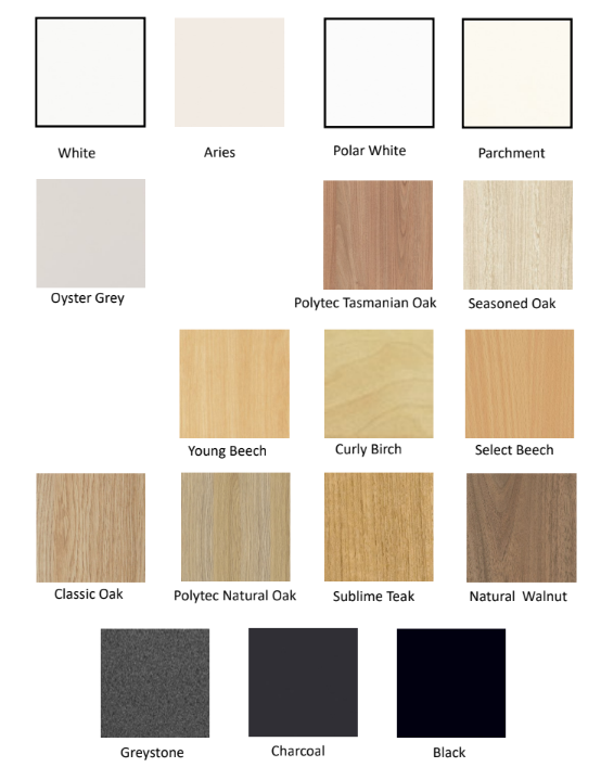 Custom desk top colours, stocked range