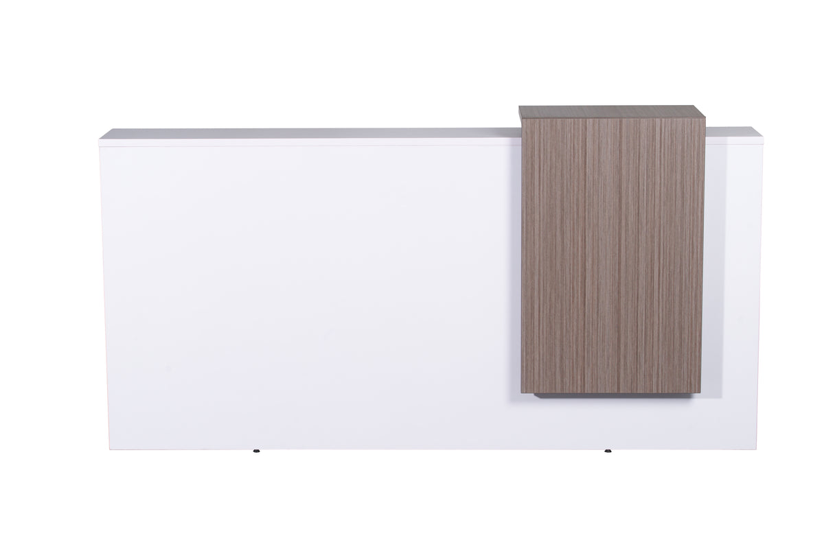 Urban Reception Counter – White & Driftwood, Built-In Storage – view 1 – new