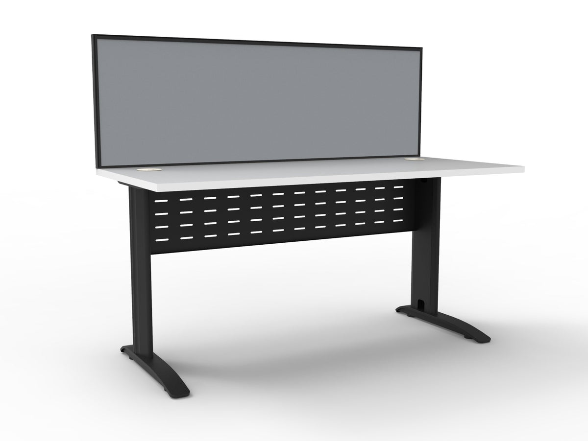 Fabric desk privacy screens fitted to office desks
