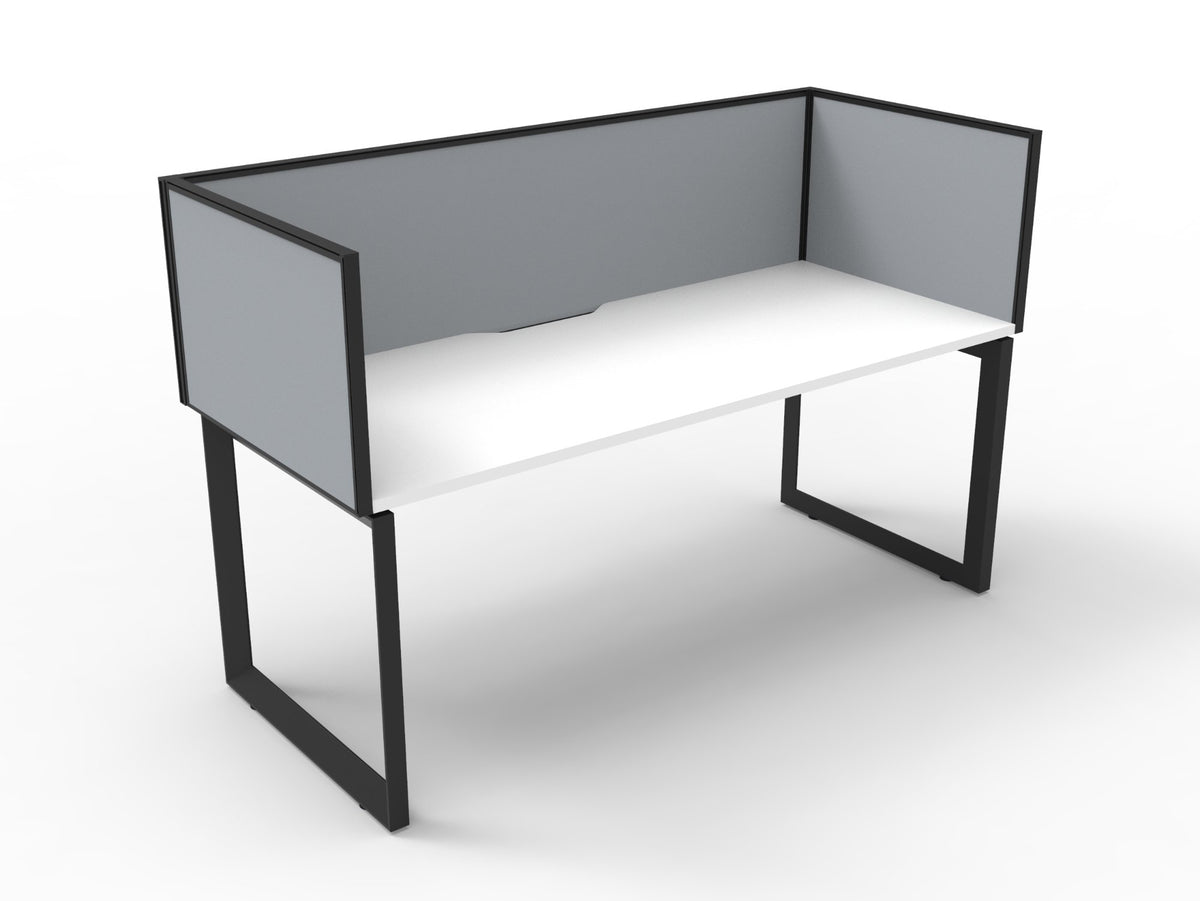 Fabric desk privacy screens fitted to office desks