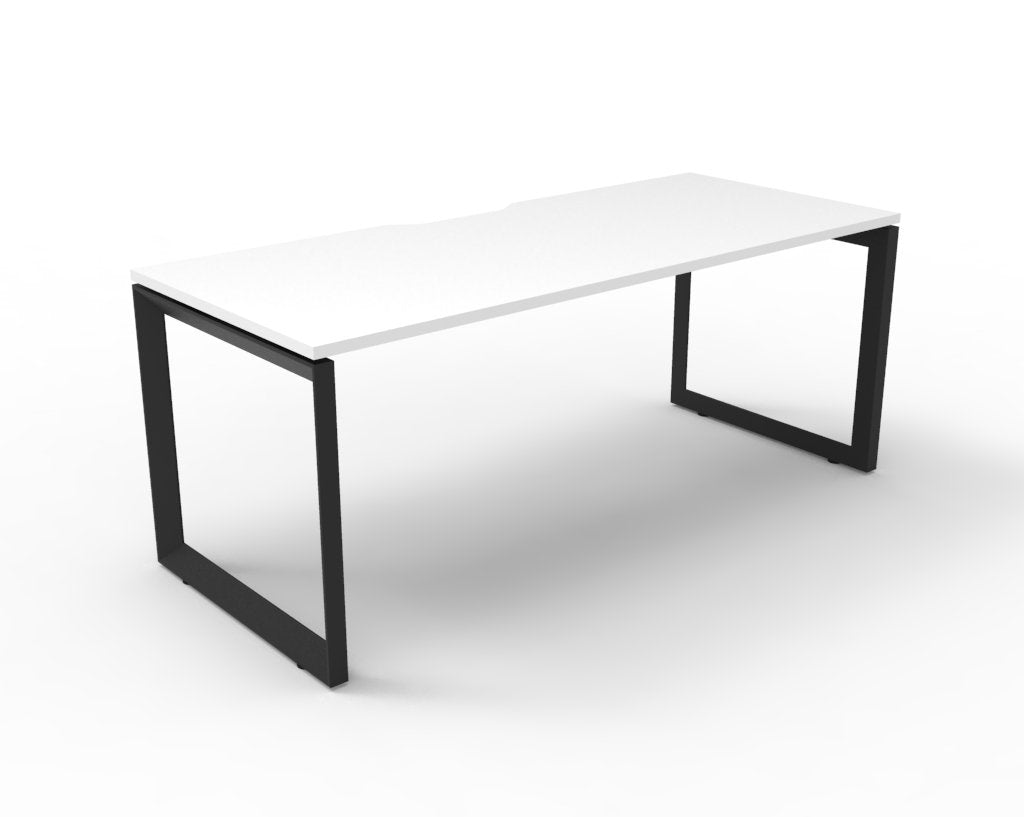 Loop leg office desk, single, white top, black frame