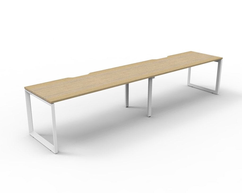 Loop leg office desk, pod of 2, oak top, white frame