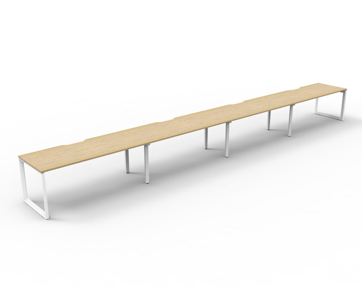 Loop leg office desk, pod of 4, oak top, white frame