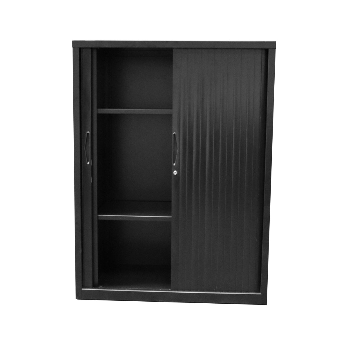 Steel Tambour Door Cupboard – Black