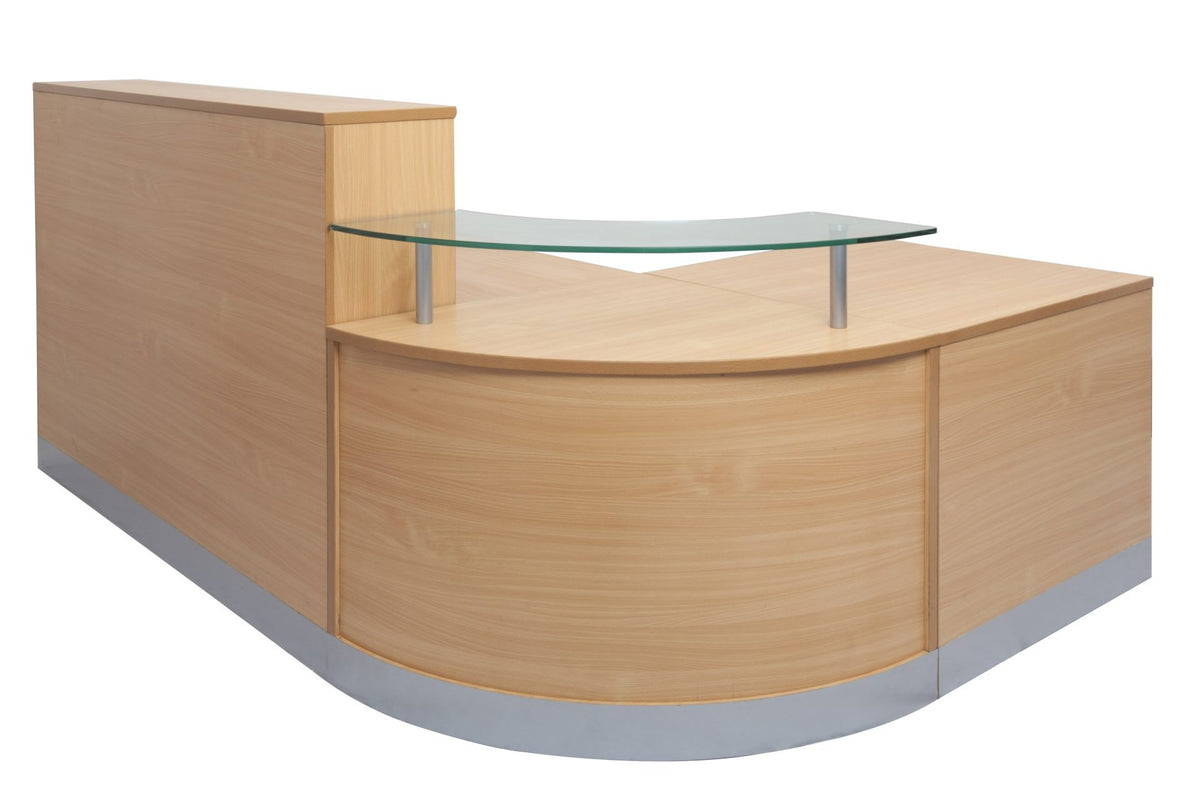 Flow Reception Counter – Curved Glass, Beech – view 1 – new