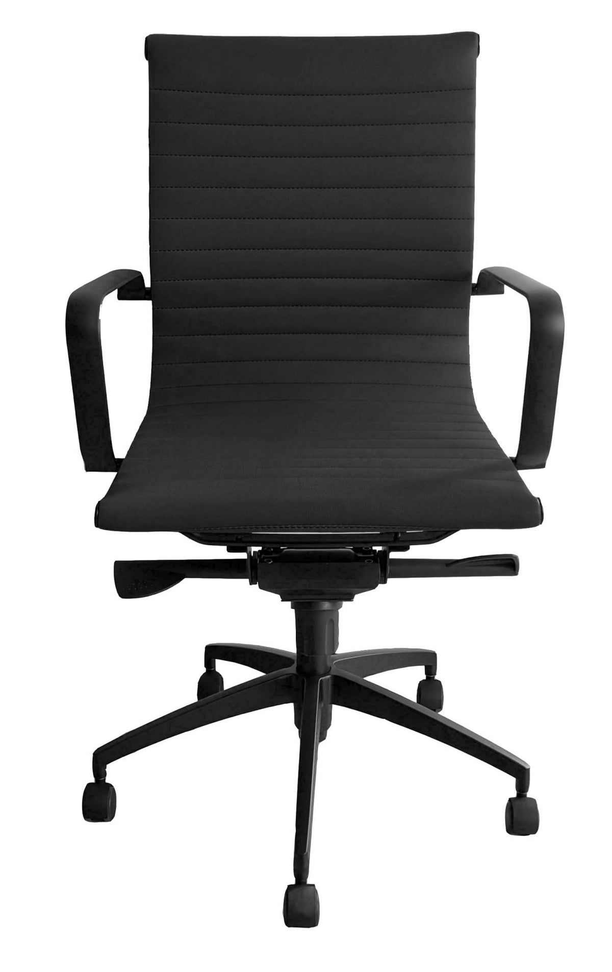 Ribbed Medium Back Executive Chair – PU, Loop Arms – view 2 – new