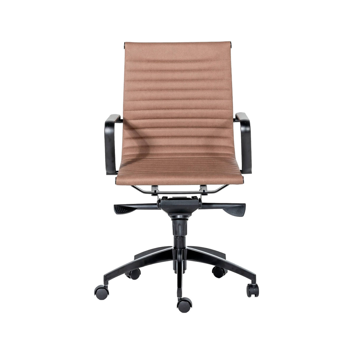 Ribbed Medium Back Executive Chair – PU, Loop Arms – view 3 – new