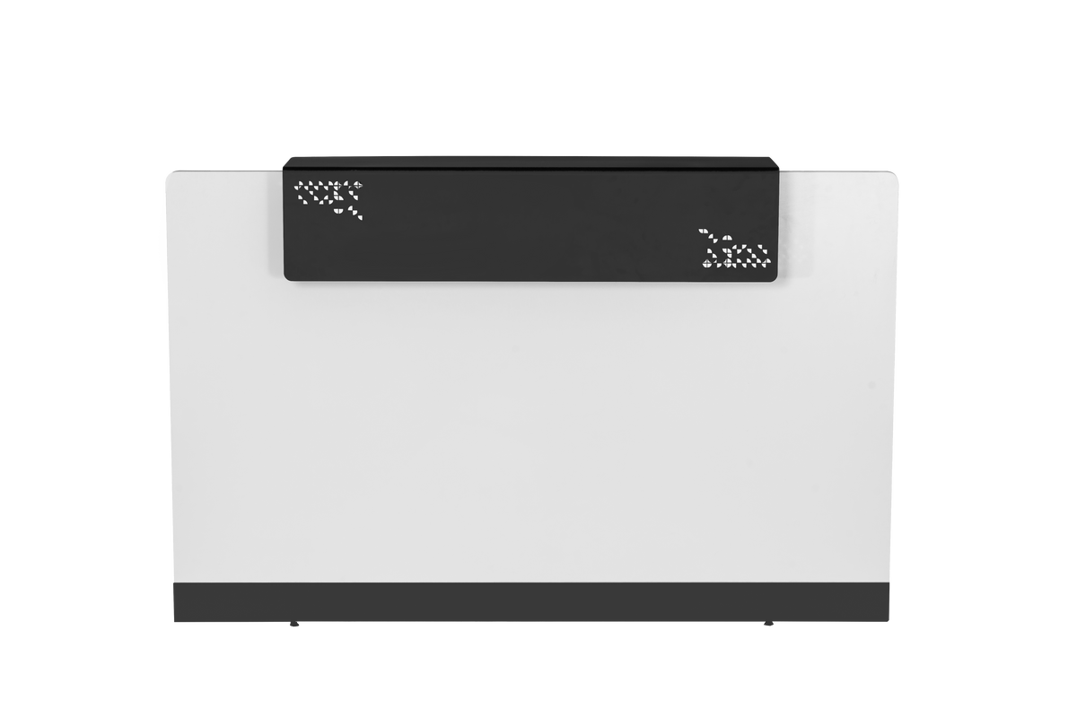 Reception Counter – 1800 White, Black Cowl – view 1 – new