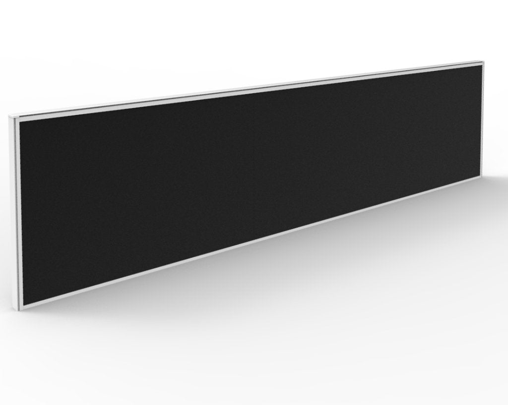 Fabric desk privacy screen kit, 1800 mm, black fabric, white frame