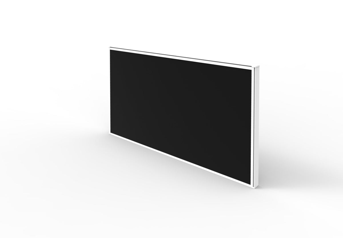 Fabric desk privacy screen kit, 750 mm, black fabric, white frame