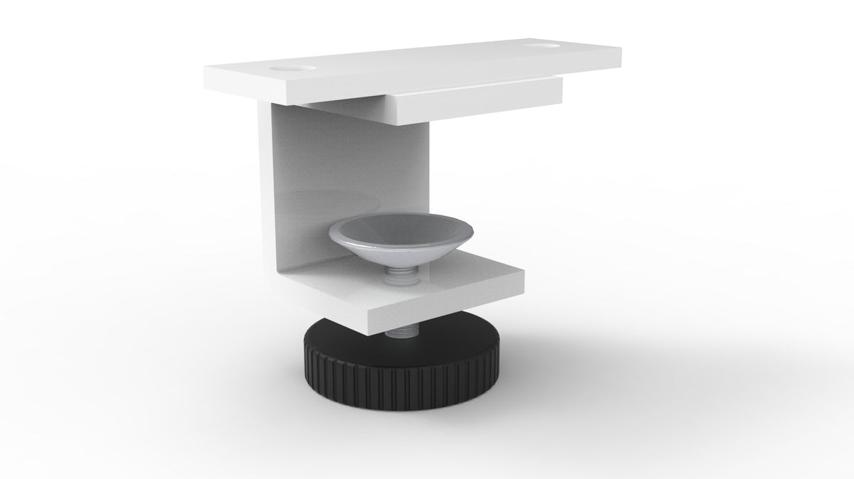 Desk clamp for fabric privacy screen, white