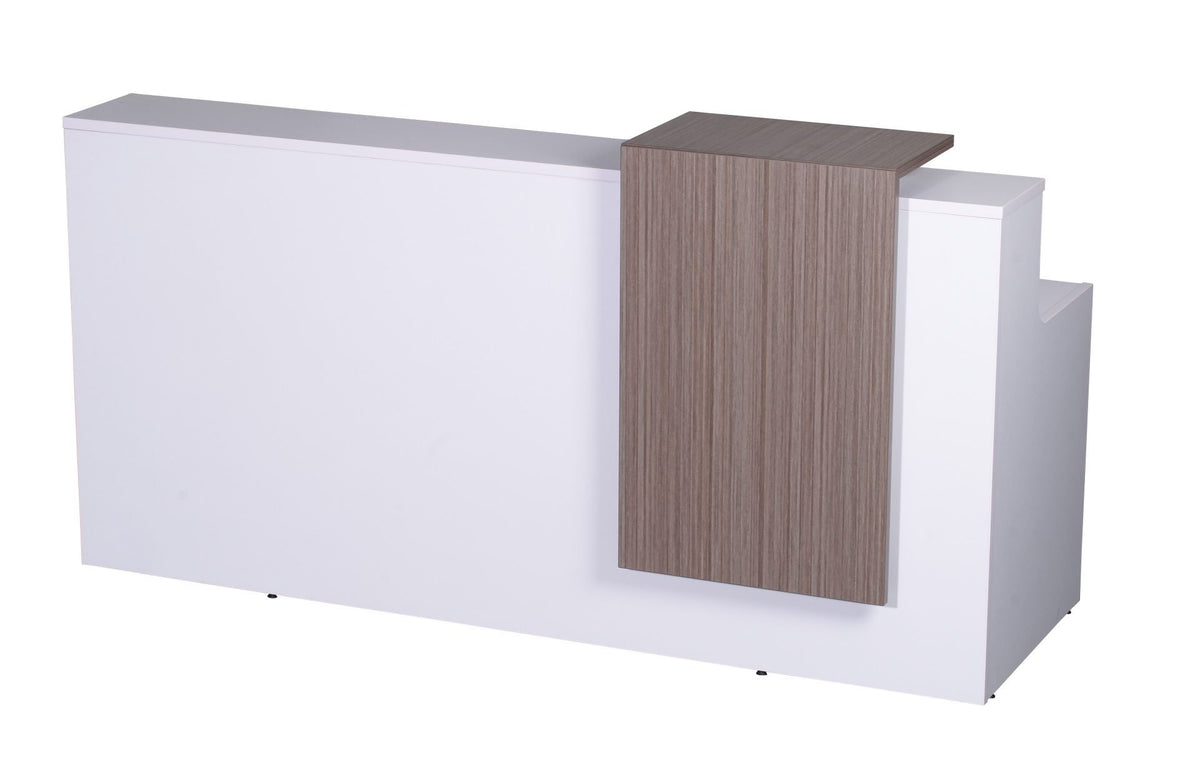 Urban Reception Counter – White & Driftwood, Built-In Storage – view 2 – new