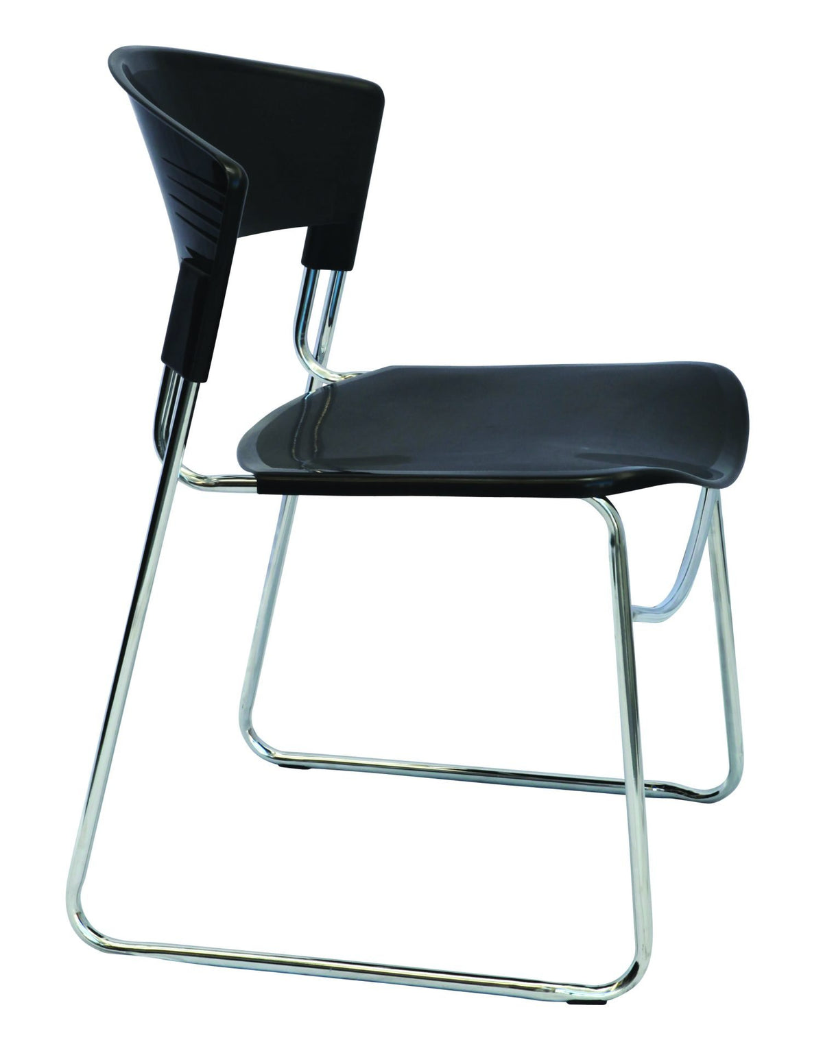Budget Stacking Chair – Black, Chrome Sled Base – view 1 – new
