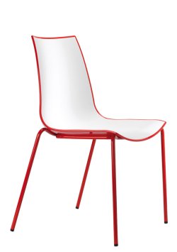Pedrali 3D-Colour 777 Chair – White Front / Red Gloss Back / Red Sled Base