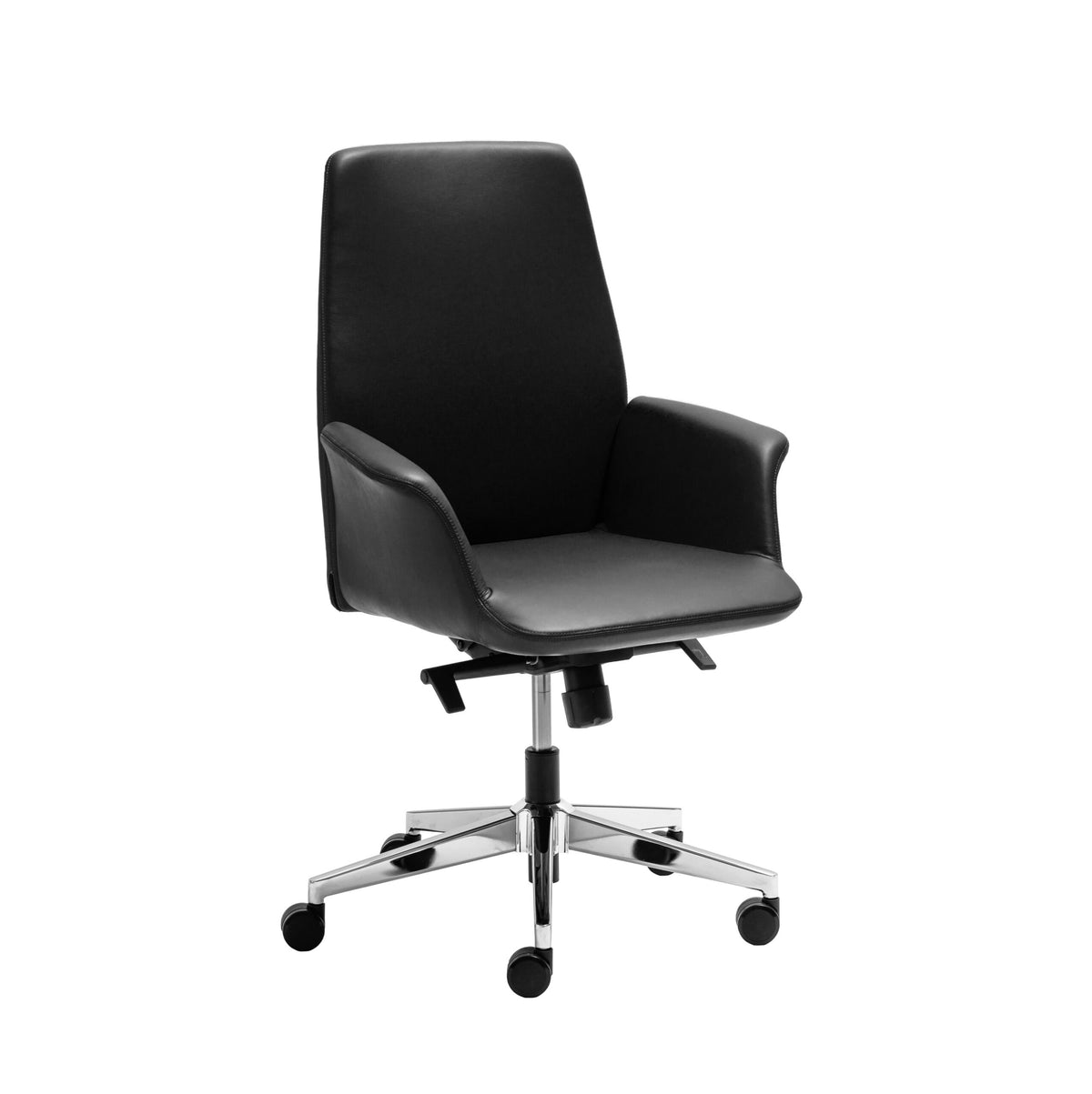 Executive Chair – Black Genuine Leather, Medium Back – view 2 – new
