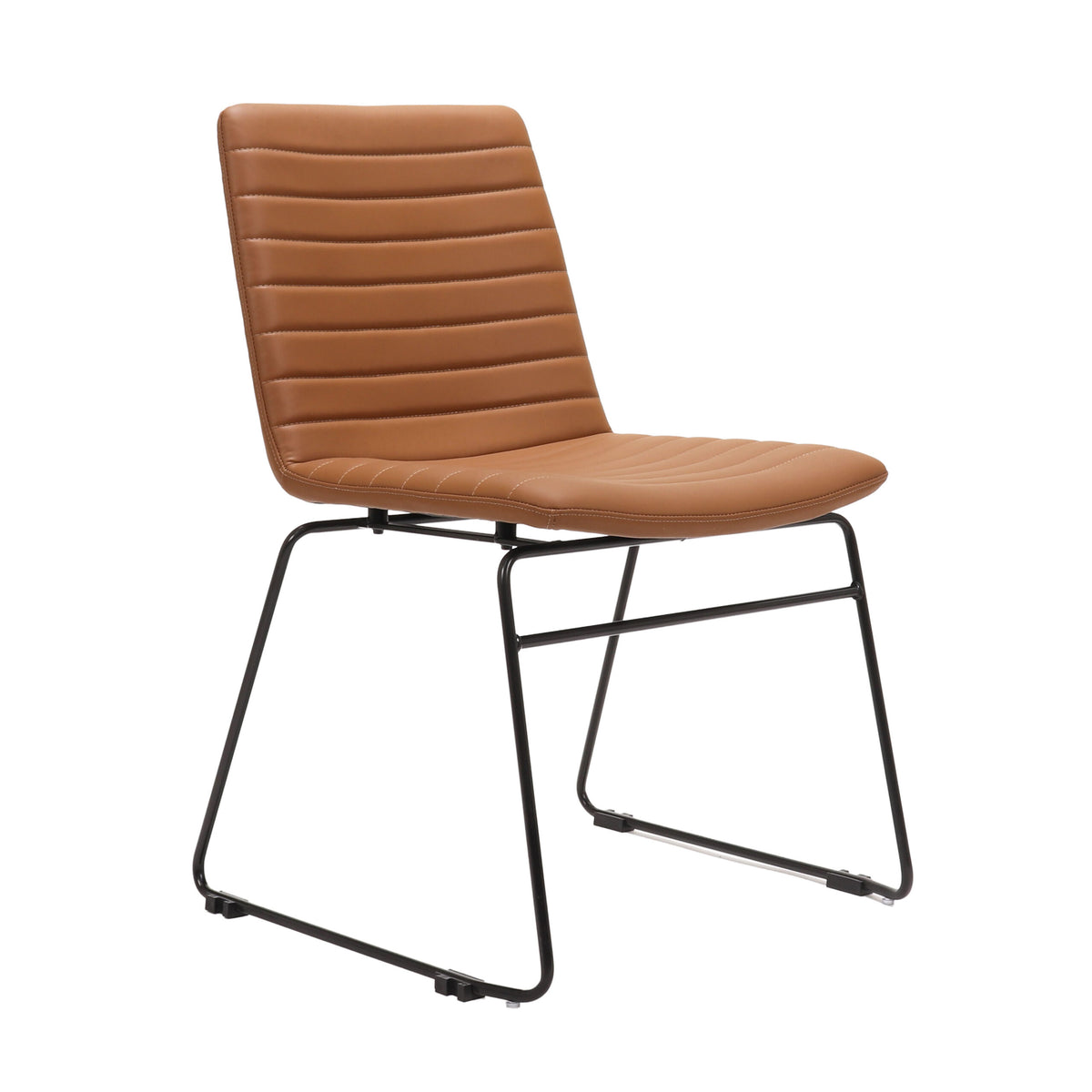 Ribbed Upholstered Breakout Chair – Sled Base – view 3 – new