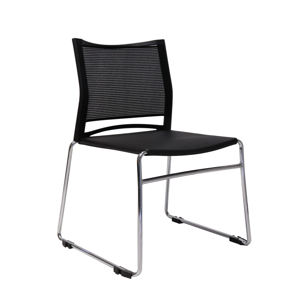 Stackable mesh back visitor chair, chrome sled base