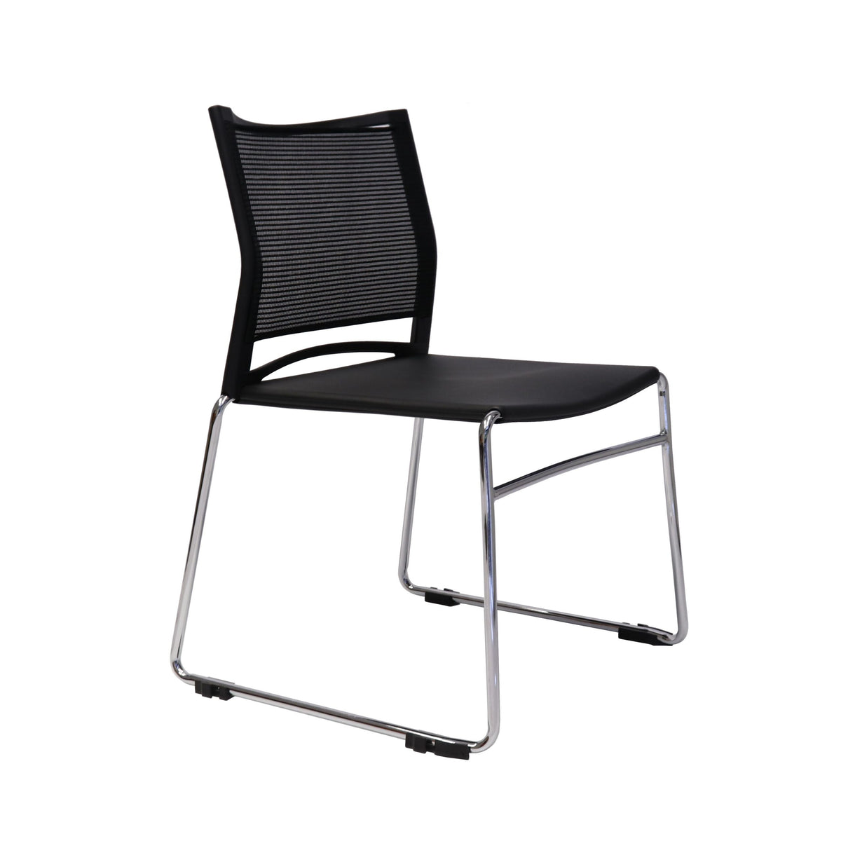 Stackable mesh back visitor chair, chrome sled base