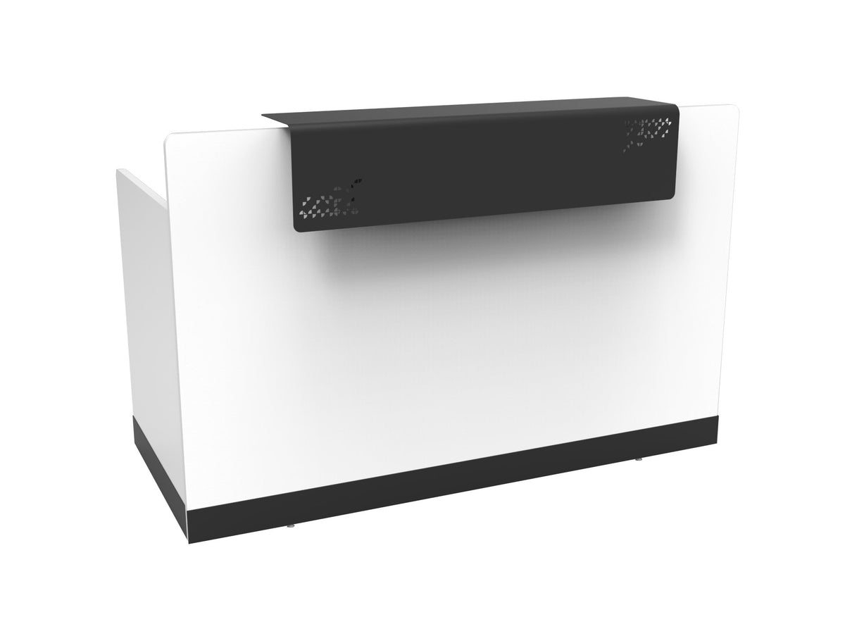 Reception Counter – 1800 White, Black Cowl – view 2 – new