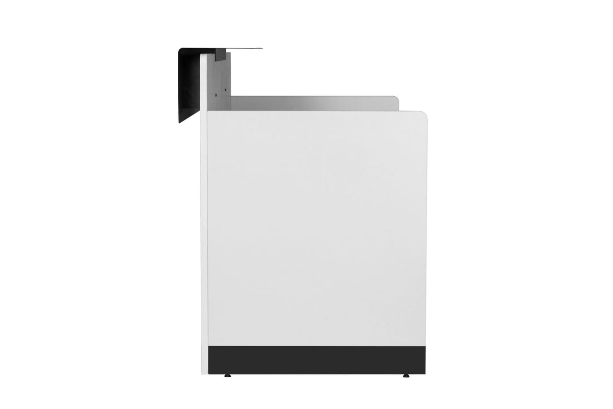 Reception Counter – 1800 White, Black Cowl – view 4 – new