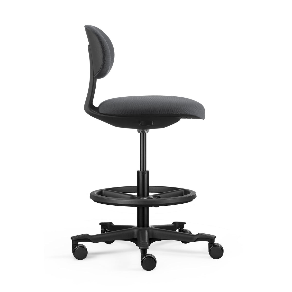 Sit-Stand Drafting Stool – Dark Grey Fabric – view 3 – new