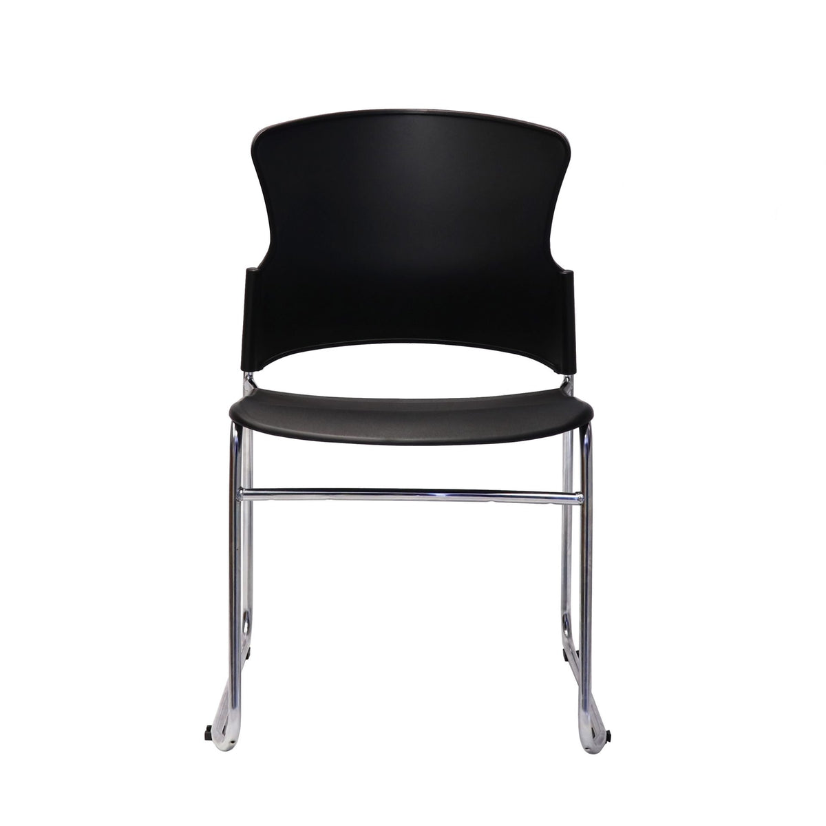 Stacking Chair – Black, Chrome Sled Base – view 2 – new