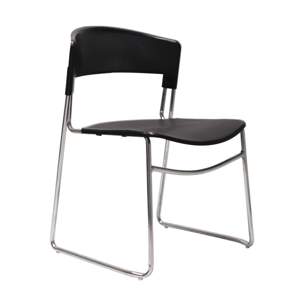 Budget Stacking Chair – Black, Chrome Sled Base – view 3 – new