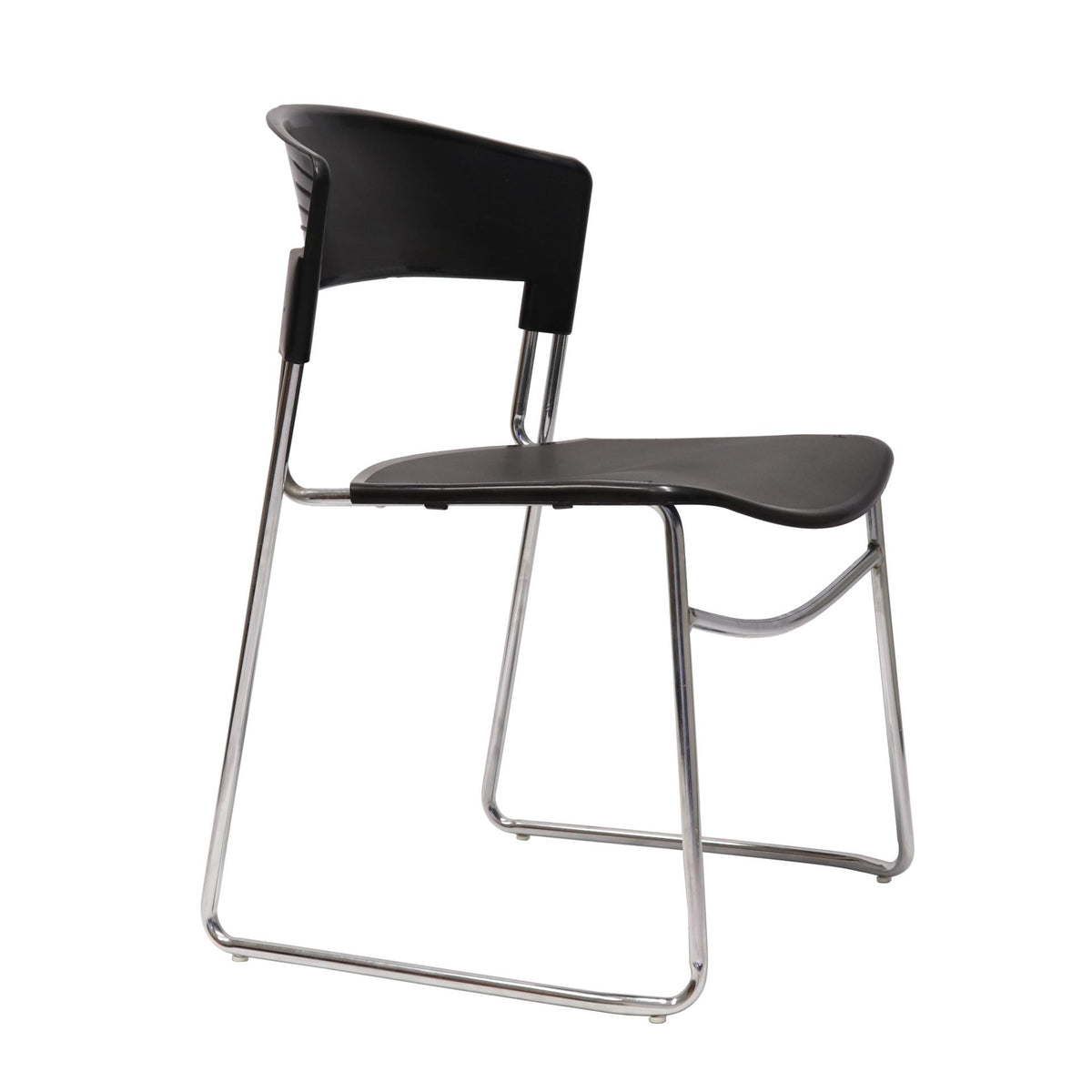 Budget Stacking Chair – Black, Chrome Sled Base – view 4 – new
